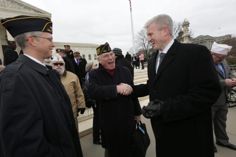 Hiram_American-Legion-scaled American Legion representatives and First Liberty attorneys Roger Byron and Hiram Sasser, outside the Supreme Court.